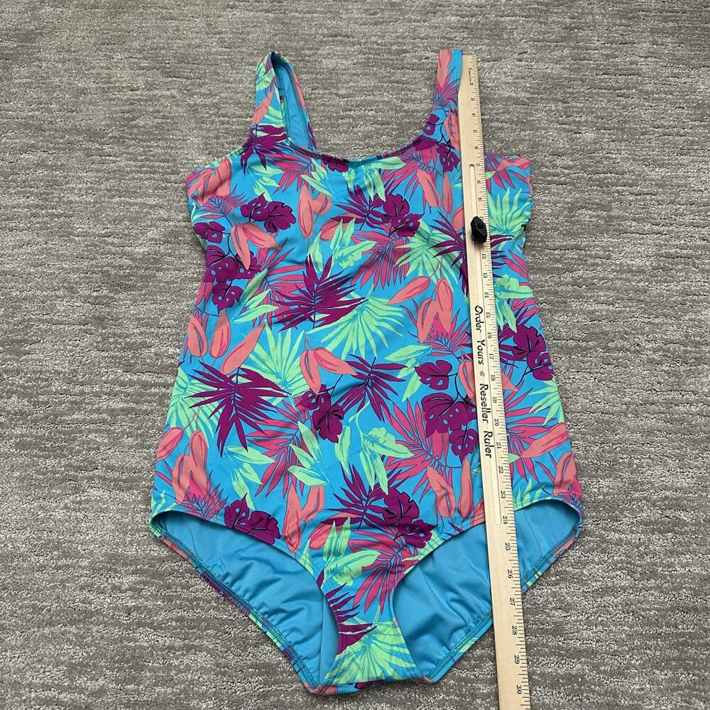 Lands' End Swimsuit Womens 16L Blue Floral Tropical One Piece Bathing Suit - Picture 10 of 13